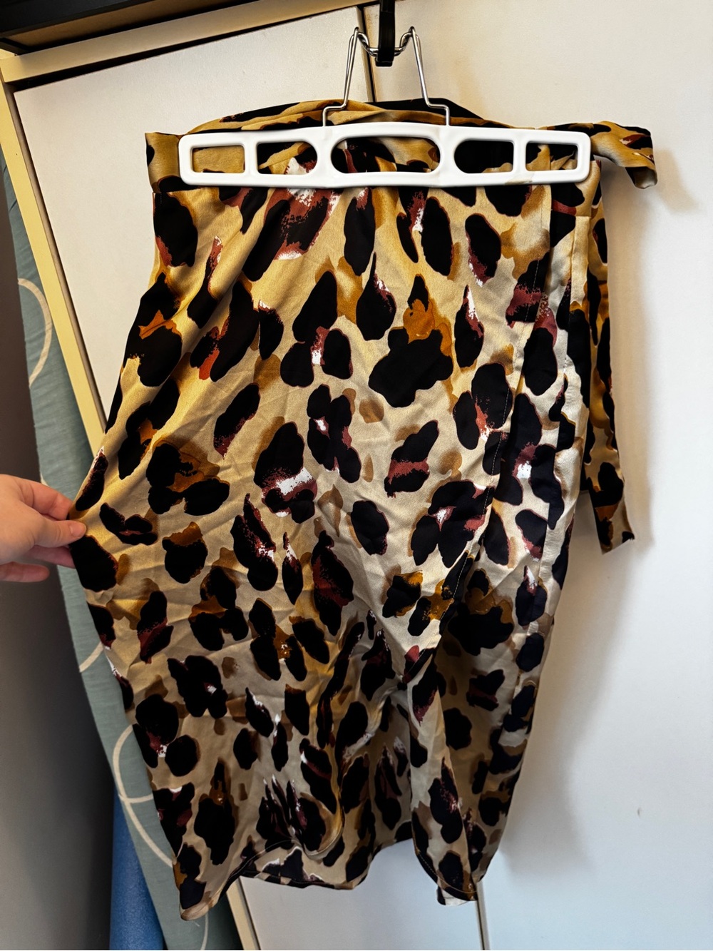 Boohoo Leopard Wrap Skirt in Gold, Black & Brown